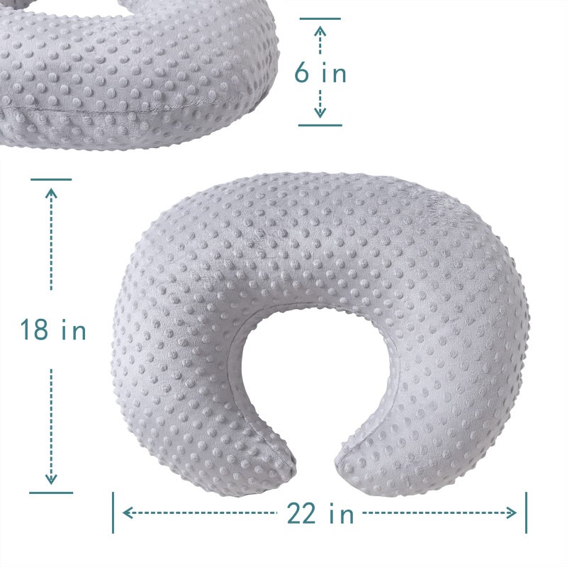 QUENESS Nursing Pillow and Positioner, Breastfeeding, Bottle Feeding, Baby Sitting Support with Removable Ultra Soft Cover, Tummy Time Support for Baby Boys and Girls (Gray) - Image 5