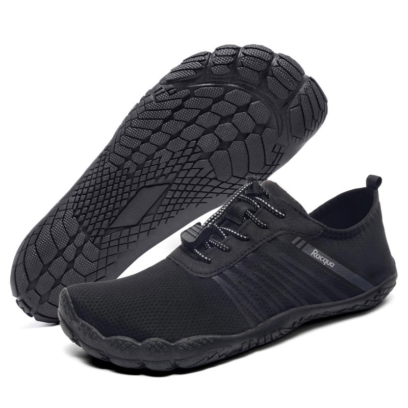 Racqua Water Shoes Womens Mens Swim Aqua Quick Dry Lightweight Non-Slip Barefoot Pool Beach Surfing Outdoor Sport Black/Grey 10 Women/9 Men - Image 1