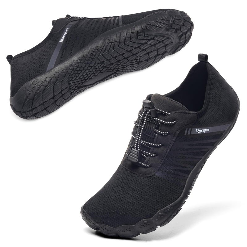 Racqua Water Shoes Womens Mens Swim Aqua Quick Dry Lightweight Non-Slip Barefoot Pool Beach Surfing Outdoor Sport Black/Grey 10 Women/9 Men - Image 3