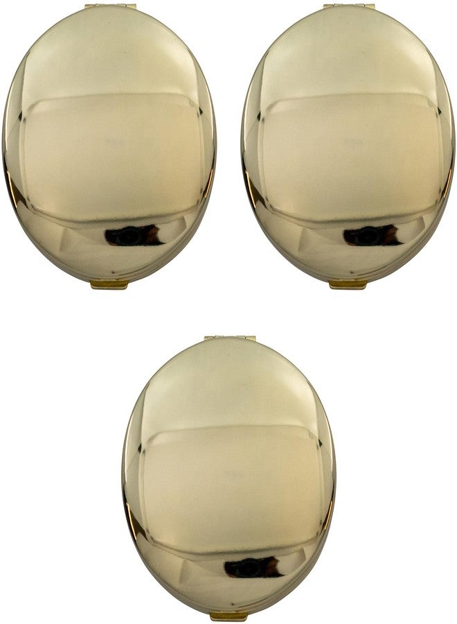 Stephanie Imports Set of 3 Double Sided Magnifying Compact Mirrors with Reflective Metal Finish (Gold, Oval) - Image 1