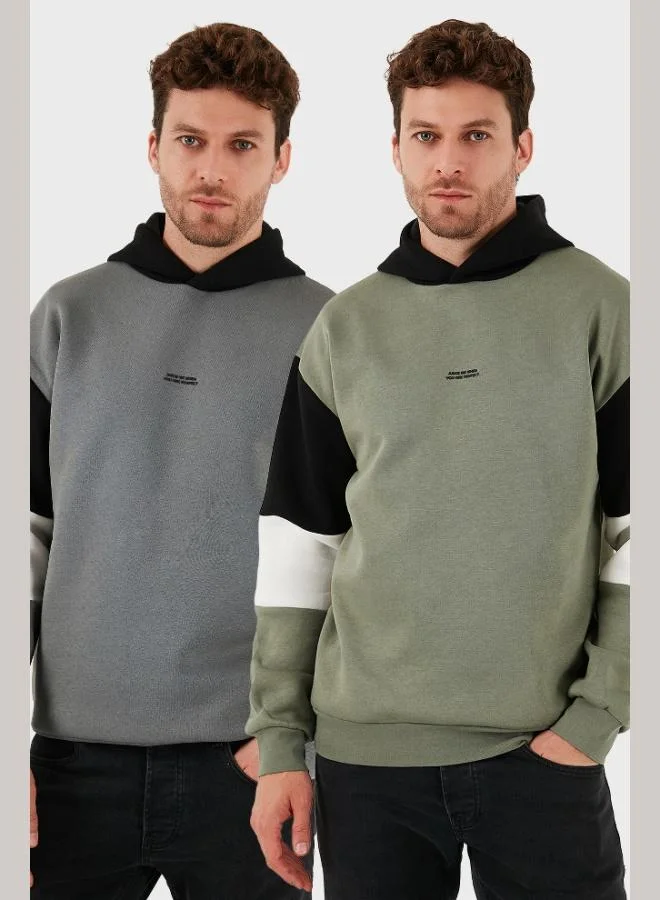 Buratti Buratti Cotton Relaxed Fit Hooded Furry Inside Soft Raised 2-Pack Sweat Men's SWEAT 5905299S2