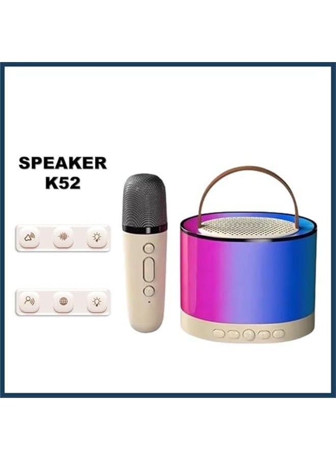 K52 Portable Bluetooth Karaoke Speaker with 1 Wireless Microphones Pink