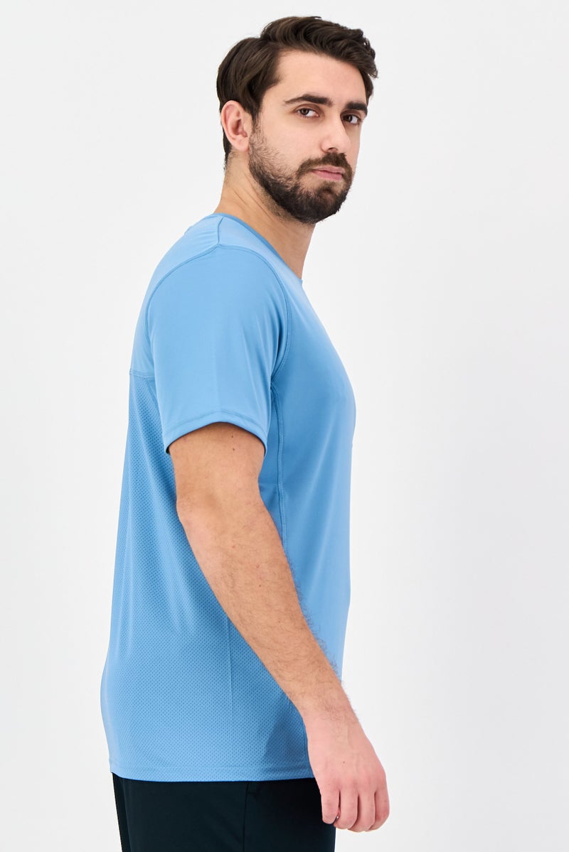 Reebok تي شيرت تدريب قصير الأكمام للرجال، أزرق فولاذي - Image 2