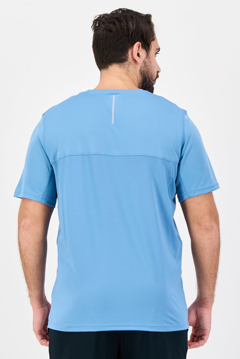 Reebok تي شيرت تدريب قصير الأكمام للرجال، أزرق فولاذي - Image 3