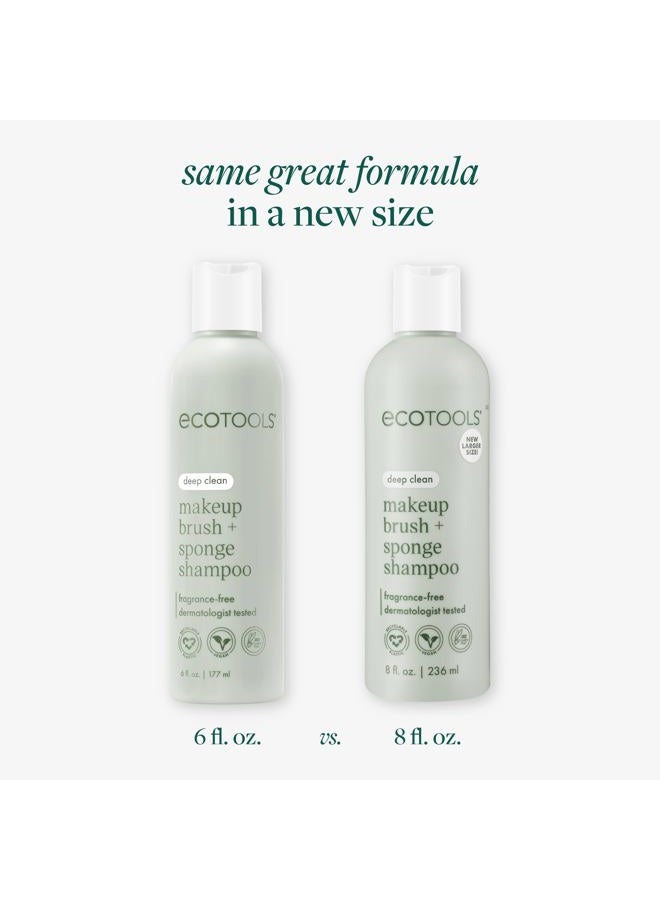 Ecotools Makeup Brush + Sponge Shampoo Cleanser, Deep Clean, Sulfate-Free, Fragrance-Free Brush Cleaner for Makeup Sponges & Tools, Vegan & Cruelty-Free, 8 fl. oz - Image 2