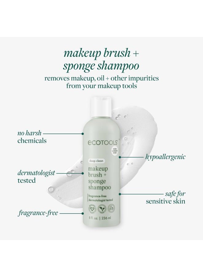 Ecotools Makeup Brush + Sponge Shampoo Cleanser, Deep Clean, Sulfate-Free, Fragrance-Free Brush Cleaner for Makeup Sponges & Tools, Vegan & Cruelty-Free, 8 fl. oz - Image 3