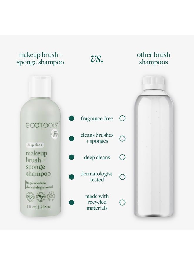 Ecotools Makeup Brush + Sponge Shampoo Cleanser, Deep Clean, Sulfate-Free, Fragrance-Free Brush Cleaner for Makeup Sponges & Tools, Vegan & Cruelty-Free, 8 fl. oz - Image 4