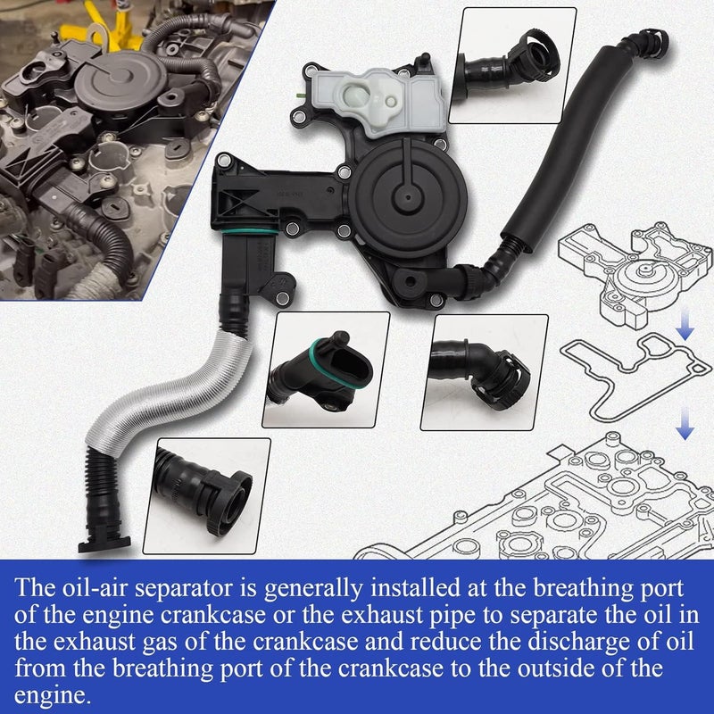 X4XZ PCV Valve Engine Crankcase Vent Valve Oil Separator with Breather Hose Kit for Audi 2012-2018 - Image 5