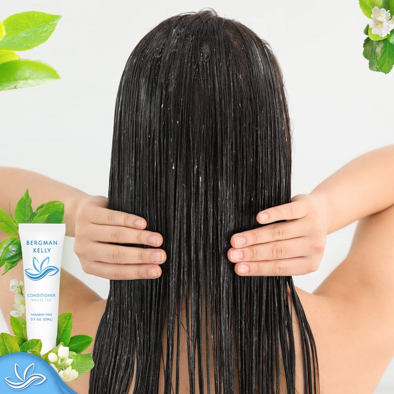 BERGMAN KELLY Rectangular Hotel Soap Bars, Shampoo & Conditioner 3-Piece Set (0.5 oz each, 150 pc, White Tea), Delight Guests w/Revitalizing & Refreshing Mini Travel Toiletries & Bulk Amenities - Image 5