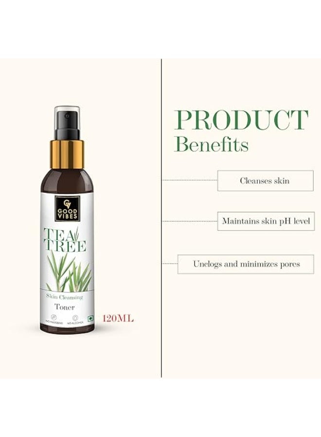 Good Vibes Tea Tree Skin Cleansing Toner 120 ml, Hydrating Light Weight Anti Acne Moisturizing Face Toner for All Skin Types, Natural, No Alcohol, Parabens & Sulphates, No Animal Testing - Image 3
