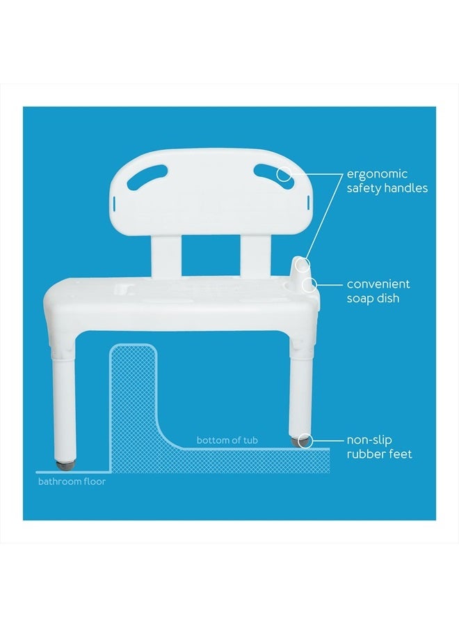 careX Universal Tub Transfer Bench, Shower Bench and Bath Seat, Shower Chair Converts to Right or Left Hand Entry, Bathtub Transfer Bench, Bathroom Bench - Image 3