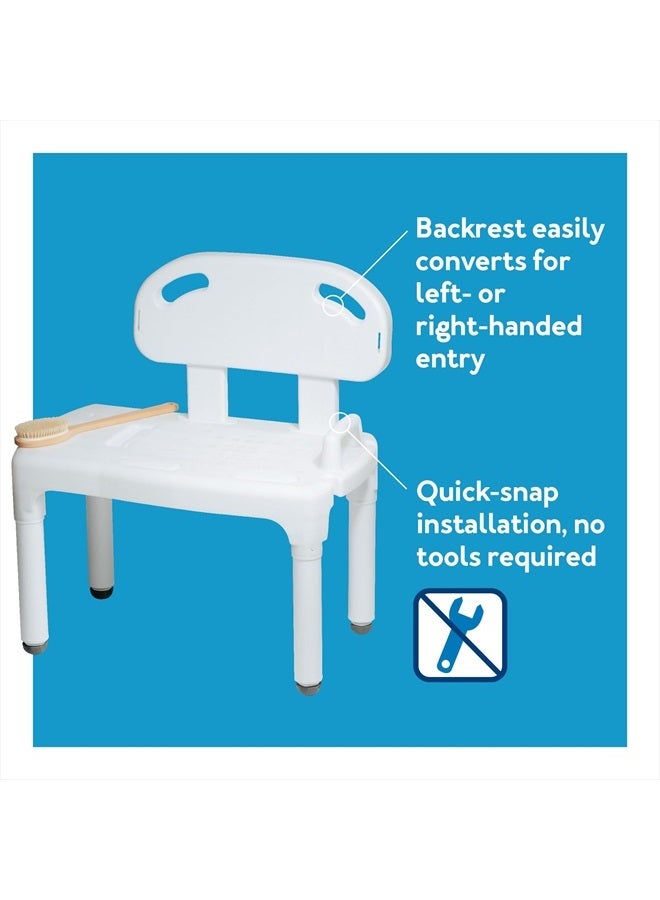 careX Universal Tub Transfer Bench, Shower Bench and Bath Seat, Shower Chair Converts to Right or Left Hand Entry, Bathtub Transfer Bench, Bathroom Bench - Image 4