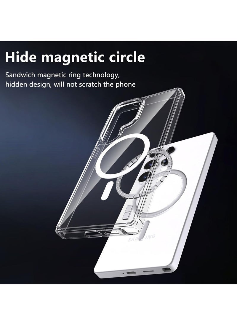ELTRAZONE Galaxy S25 Ultra Case Clear.[Built-in Magnetic Ring] [Compatible with MagSafe]+[2 Pack] Samsung Galaxy S25 Ultra Tempered Glass Screen Protector.9H Hardness.Support Fingerprint Unlock - Image 3