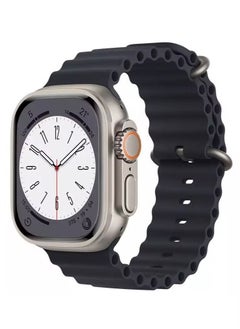 Ocean Silicone Rubber Watch Band Strap for apple watch Ultra 49mm/45mm/44mm/42mm Ocean Midnight Black