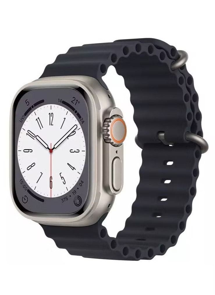 Zaboon - Ocean Silicone Rubber Watch Band Strap for apple watch Ultra 49mm/45mm/44mm/42mm Ocean Midnight Black - Image 1