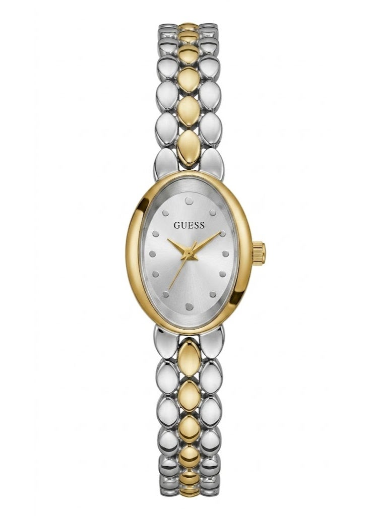 GUESS Women's Oval Two-Tone Watch - Gold & Silver Bracelet - Elegant Fashion Timepiece