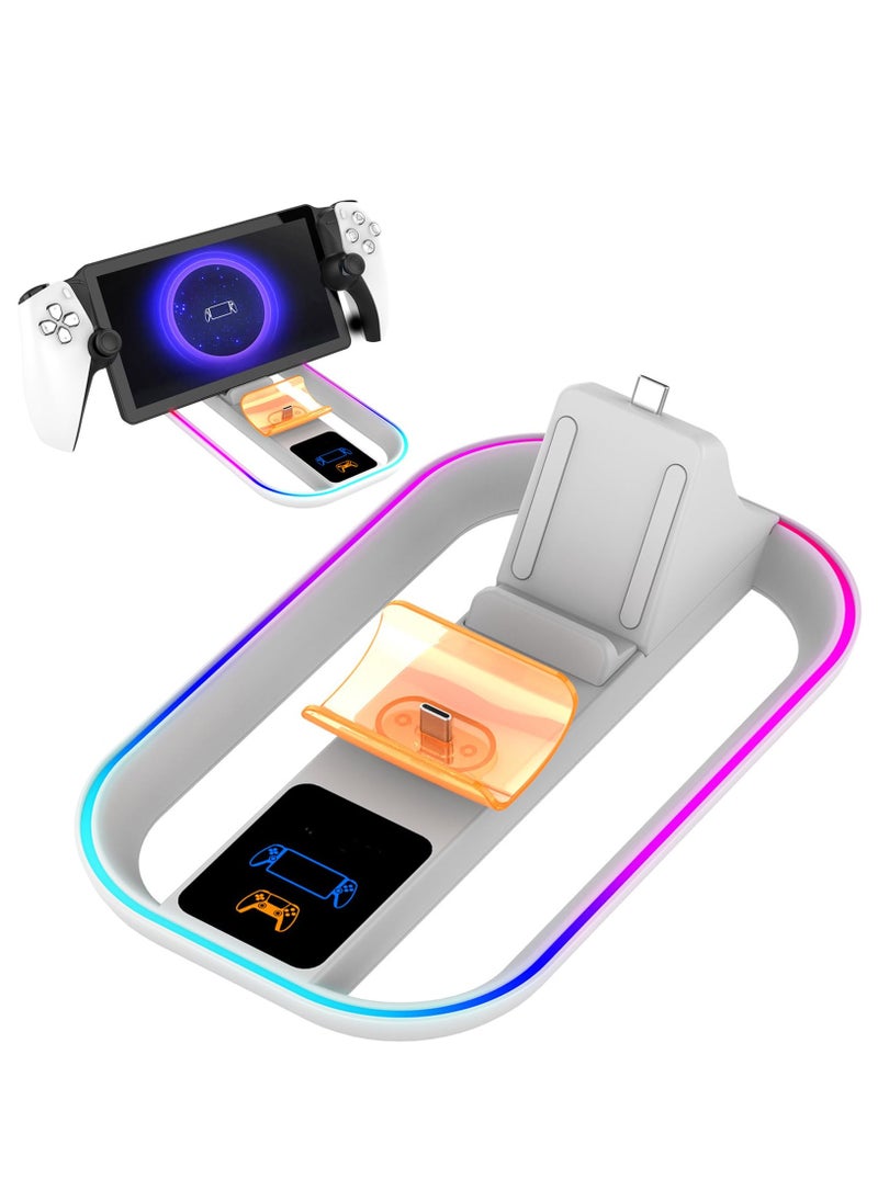 Generic PS Portal Console Charging Dock Stand with Dual Controllers Charging Station Multi-Functional PS Portal Charging Station with LED Light Charger Base Accessories for PS Portal Remote Player  - Image 1