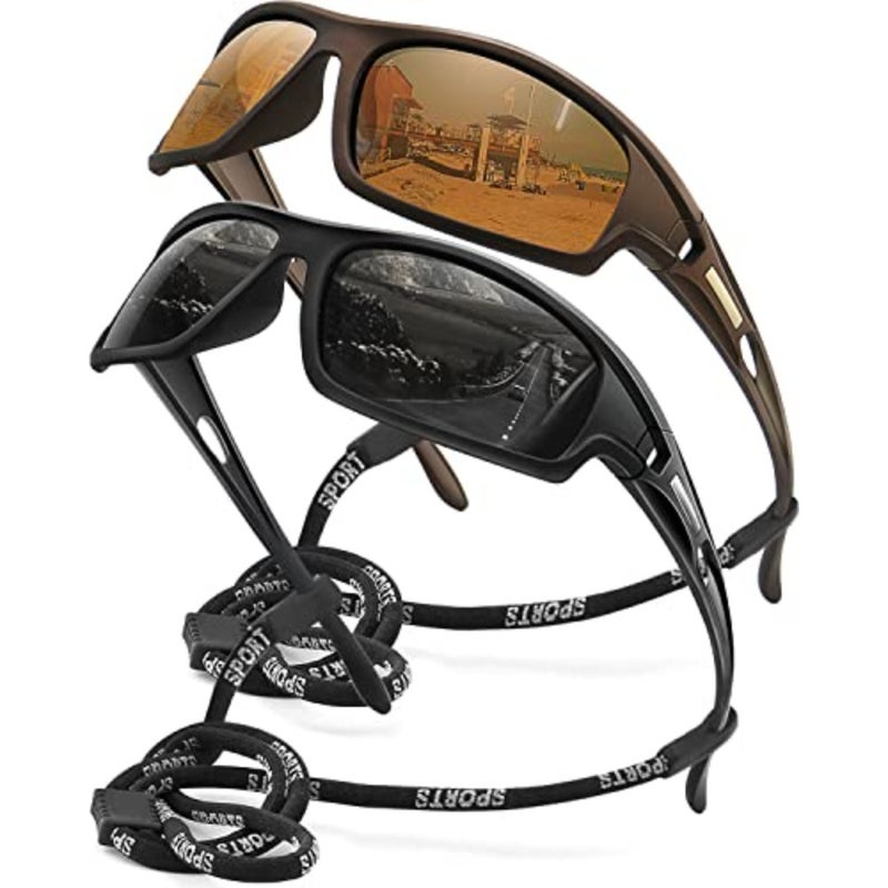 Polarized Sports Sunglasses for Men 100% UV Protection Wrap Around Unbreakable Sun Glasses for Fishing Driving - Image 1