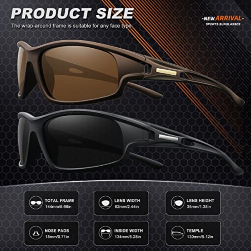 Polarized Sports Sunglasses for Men 100% UV Protection Wrap Around Unbreakable Sun Glasses for Fishing Driving - Image 4