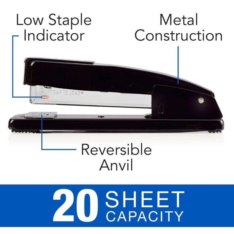 Swingline Commercial Stapler, 20 Sheet Capacity, Jam Free, Metal, 2 Pack, Black (44401AZ) - Image 2