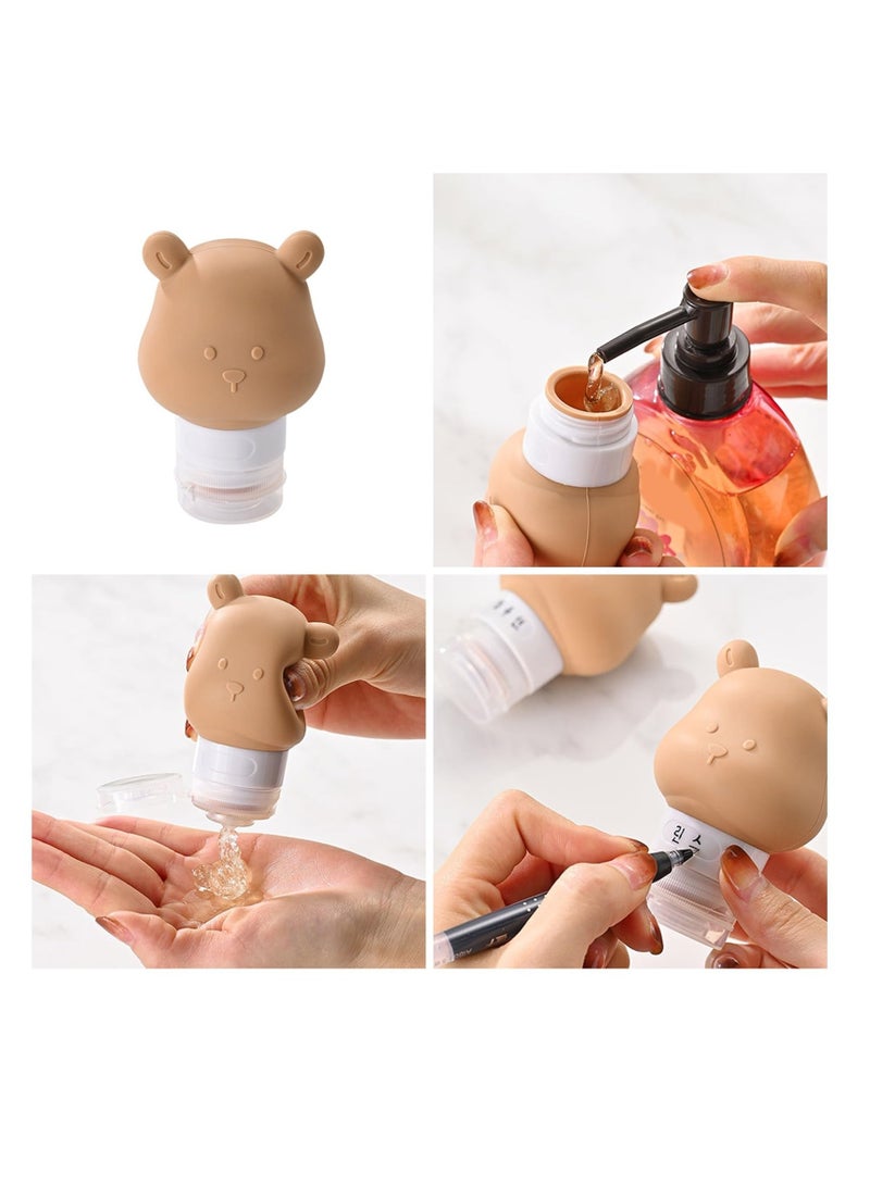 SYOSI Travel Size Toiletries, 3 Pack 80ml Cute Bear Silicone Travel Bottles,  Leak Proof Travel Size Containers, Refillable Travel Toiletry Bottles, Travel Size Bottles for Shampoo and Lotion - Image 2