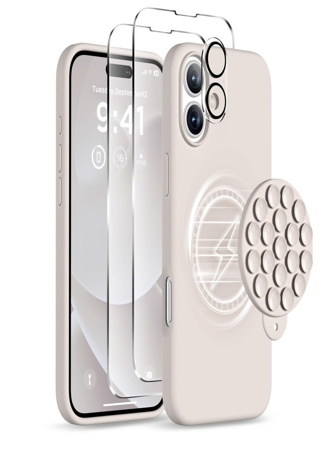 جراب COFFKER المغناطيسي لهاتف iPhone 16، متوافق مع حامل MagSafe، حامل هاتف مزود بكوب شفط، [2 واقي شاشة] [واقي عدسة الكاميرا] جراب سيليكون رفيع واقٍ - Image 1