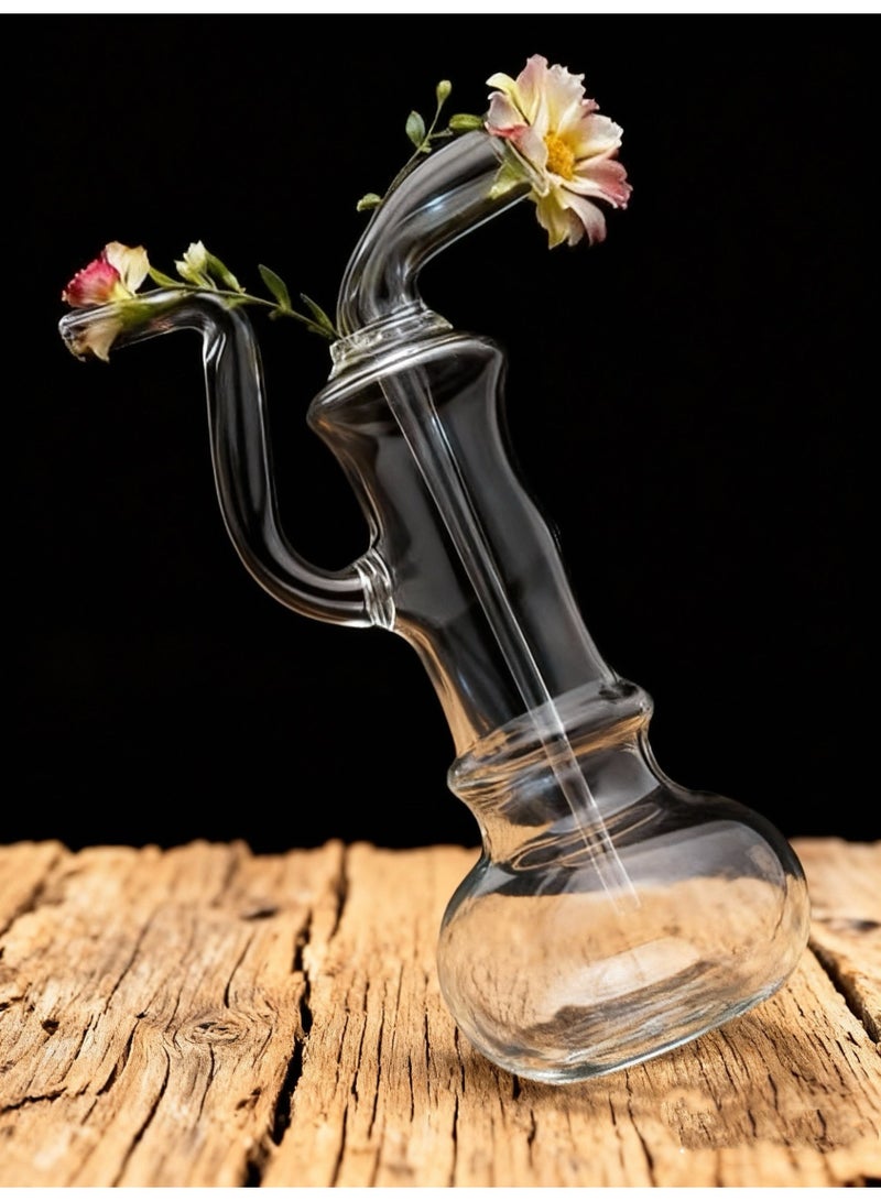 Angmei Multi-layer double filter glass vase, heat-resistant, transparent mini glass straw oil lamp, portable, transparent gourd-shaped (color random) - Image 2