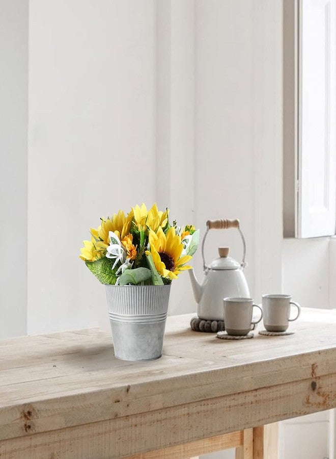 Briful مجموعة من 6 دلاء معدنية مجلفنة من بريفول، مقاس 6.5 بوصة، متوسطة الحجم، مناسبة للزهور، بتصميم ريفي، مثالية للزراعة الخارجية والداخلية. - Image 5