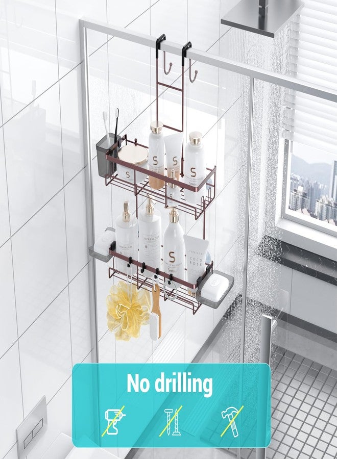 Aitatty Over the Door Hanging Shower Caddy: Rustproof Hanging Organizer over the Door - No Drilling Bathroom Rack for Inside Shower Bronze - Image 4