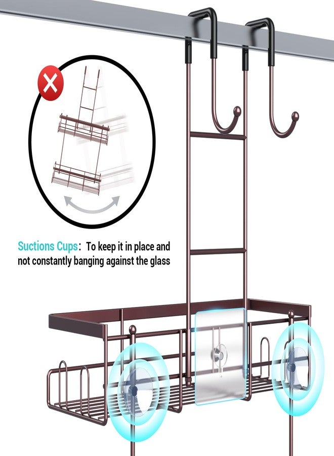Aitatty Over the Door Hanging Shower Caddy: Rustproof Hanging Organizer over the Door - No Drilling Bathroom Rack for Inside Shower Bronze - Image 3
