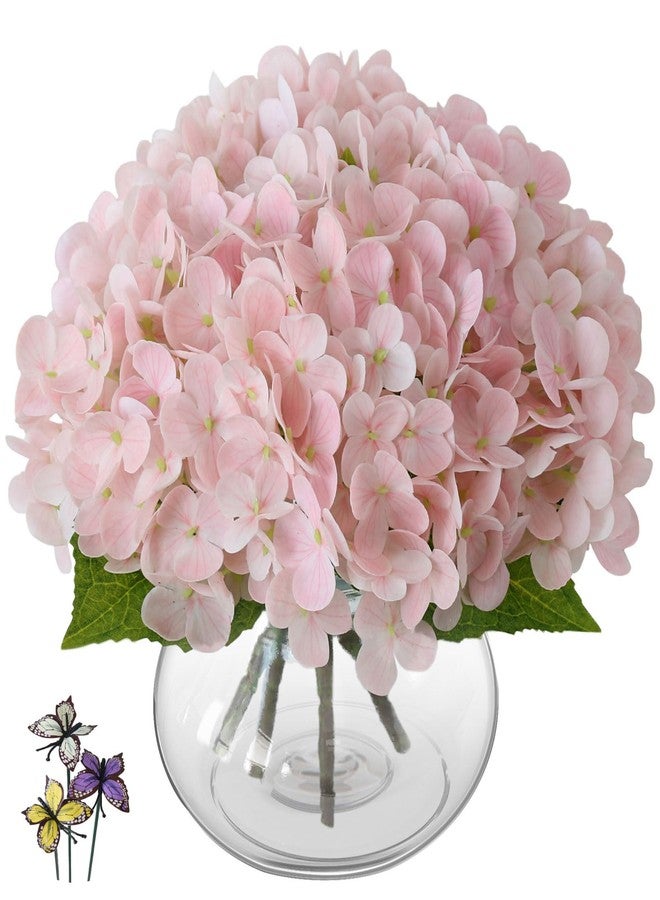 Leftover Hydrangea Artificial Flowers with Vase,Pink Real Touch Hydrangea Flowers with Butterfly,Faux Hydrangea Flowers for Floral Centerpieces for Tables,Home Decor,Wedding Decor,Coffee Table Decor - Image 1