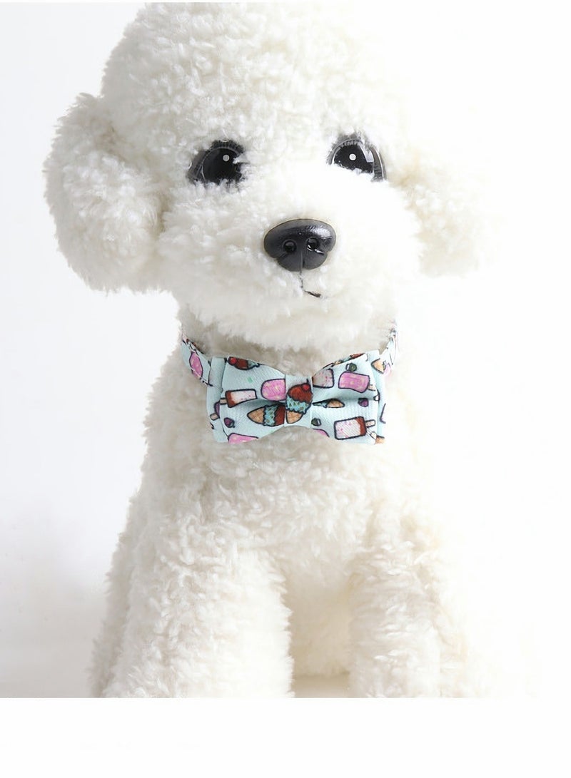 SOLARAE 2 Pcs Cat Collars Bow Tie and Bell Detachable, Cute Detachable Adjustable Summer Bow Tie Kitten Puppy Pet Collar Accessories (Soda and Ice Cream Pattern) - Image 5