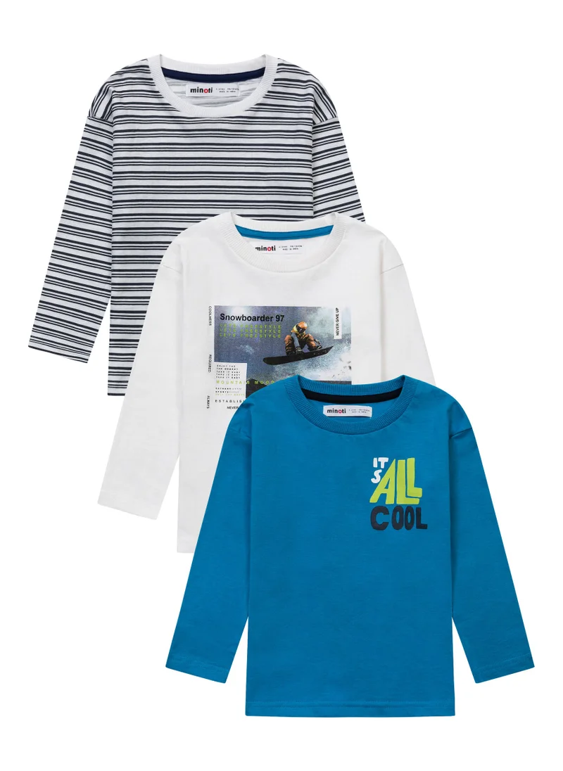 مينوتي Kids Boys  Printed Three Pack Of Long Sleeve Tees