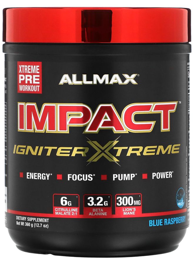 Allmax IMPACT™ IGNITER XTREME PreWorkout Blue Raspberry 12.7 oz (360 g)