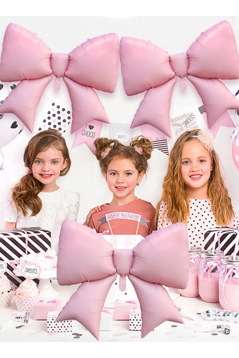 Birthday Decoration Pink Bow Balloons Set of 3 Pieces for Celebrating Birthdays, Baby Showers, Gender Reveal Parties, Graduations, and All Special Occasions - Image 4