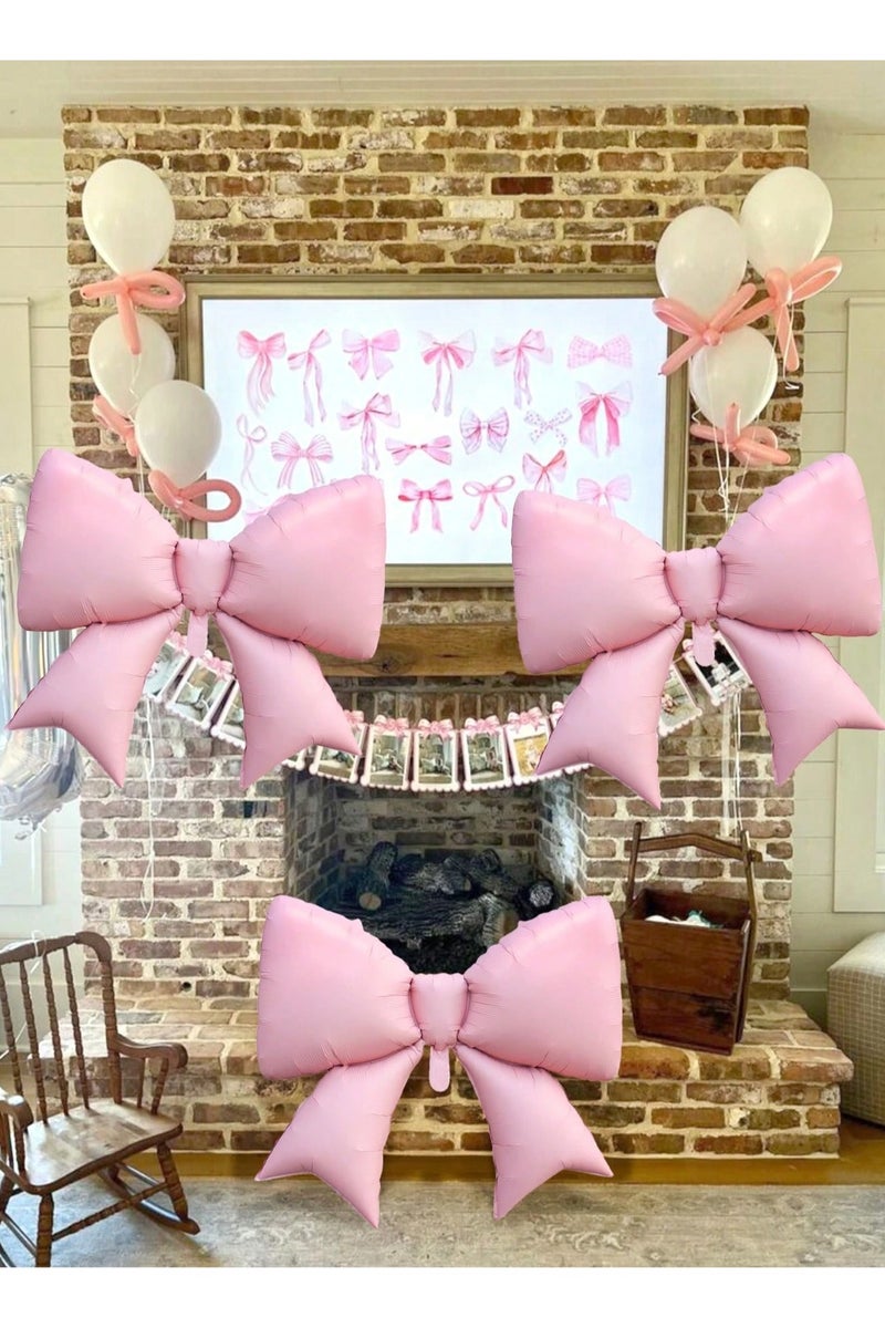 Birthday Decoration Pink Bow Balloons Set of 3 Pieces for Celebrating Birthdays, Baby Showers, Gender Reveal Parties, Graduations, and All Special Occasions - Image 5