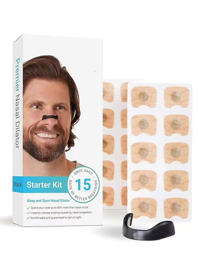 HY Anti-Snoring Nose Patch, Effective to Relieve Snoring Anti Snoring Nose Patch Comfortable Anti Snoring Device Suitable for Hotels Homes Business Travel (Black-15pcs)  - Image 1