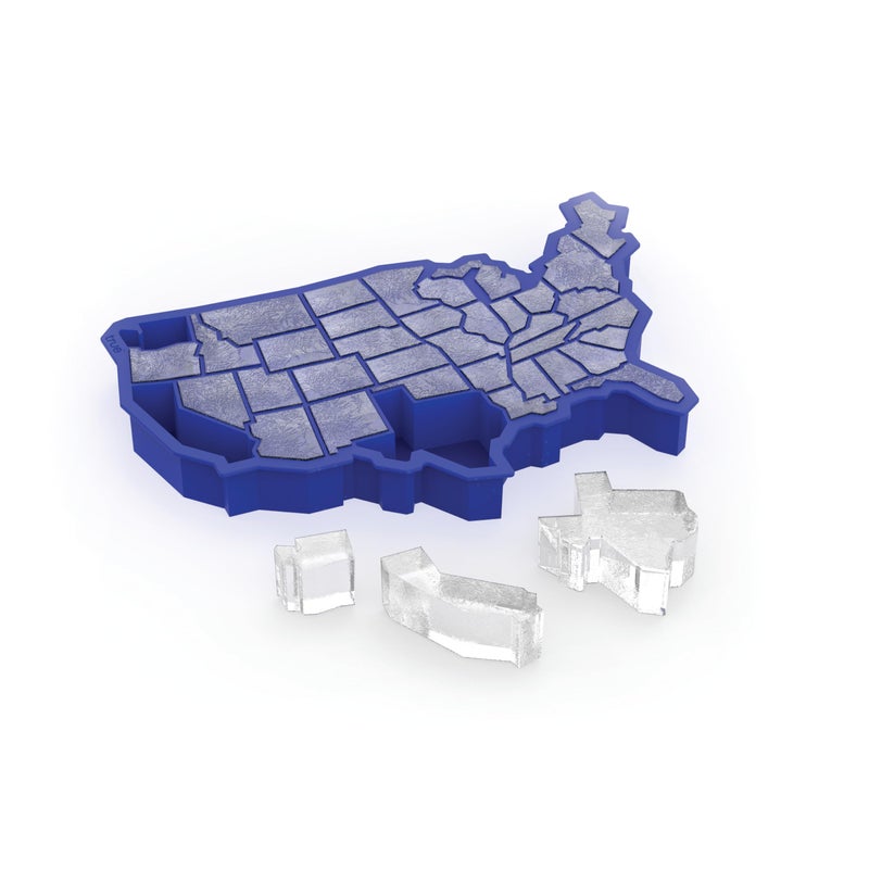 True Zoo U Ice of A BPAFree Silicone Ice Cube Tray USA Ice Mold Novelty Ice July 4th Party Supplies Dishwasher Safe Blue 38 Cubes