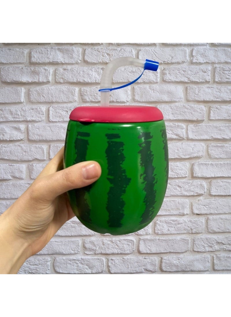 Buffer - ® Watermelon Model 900 ml Water Bottle with Straw, Flask - Image 1
