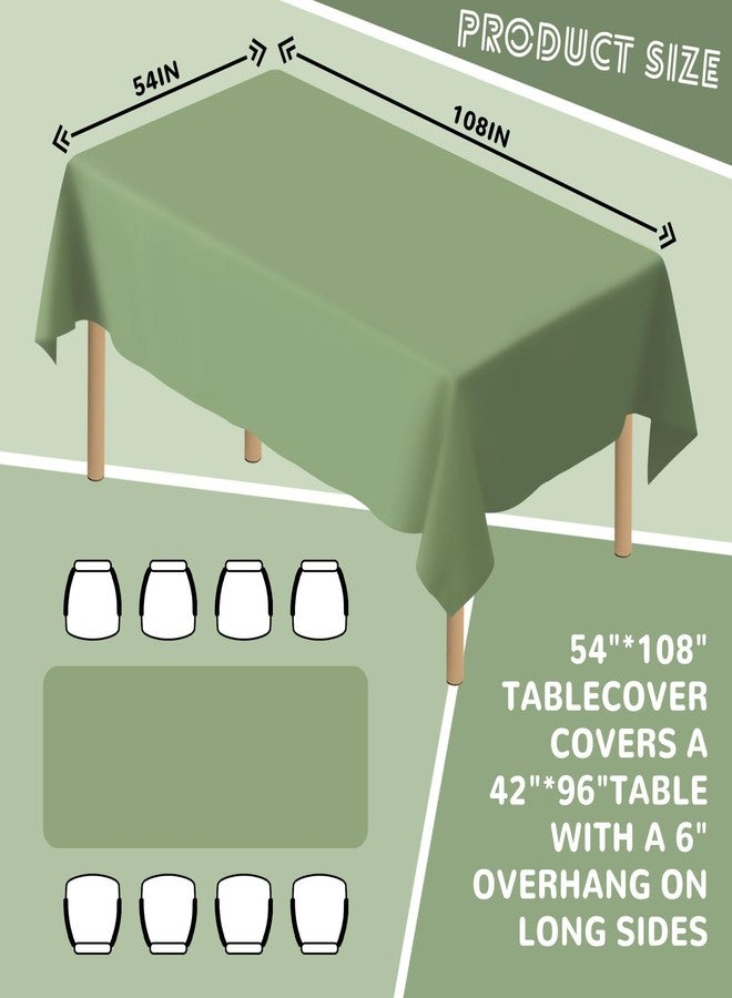 JSQBSECL 14 Pack Sage Green Plastic Table Cloth 54in x 108in Disposable Rectangle Plastic Table Cover for Parties (Sage Green, 54" X 108" Rectangle) - Image 2