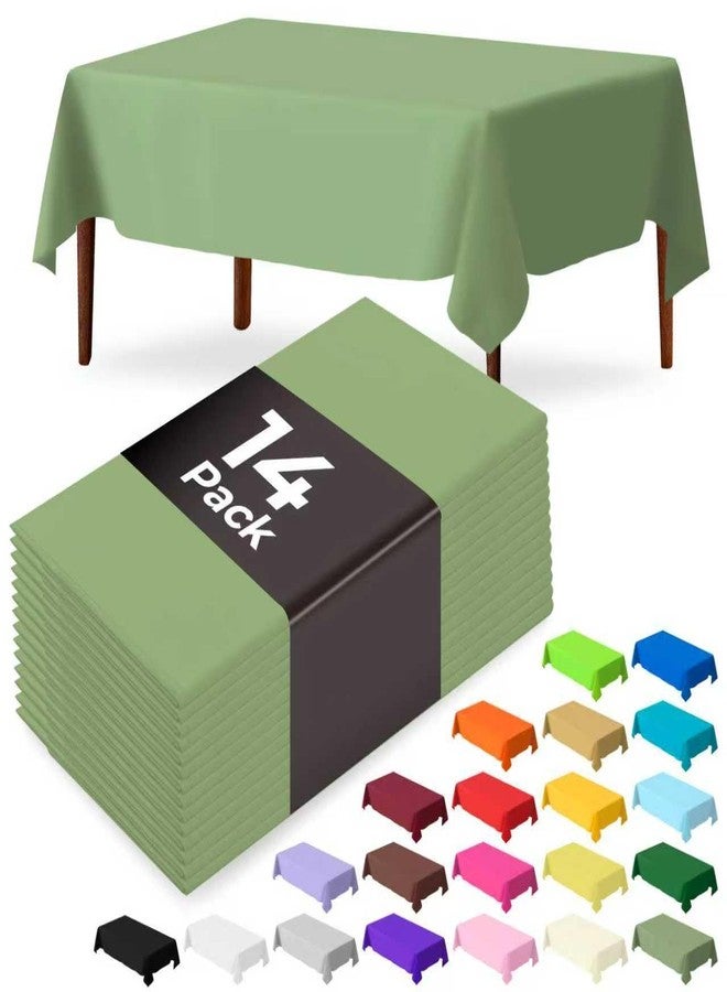 JSQBSECL 14 Pack Sage Green Plastic Table Cloth 54in x 108in Disposable Rectangle Plastic Table Cover for Parties (Sage Green, 54" X 108" Rectangle) - Image 1