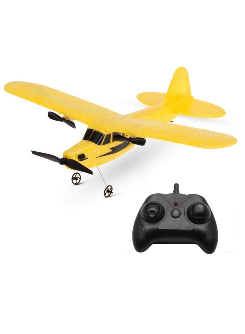 جلوسكي طائرة شراعية تعمل بالتحكم عن بعد، طائرة قوية بجناح ثابت، طائرة خفيفة الوزن وقابلة للحمل تعمل بالتحكم عن بعد، طائرة نموذجية عالية السرعة للأطفال والكبار، (قطعة واحدة، أصفر) - Image 1