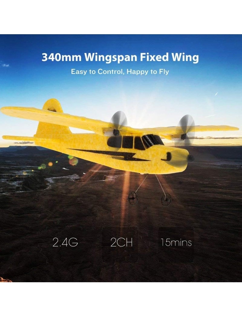 جلوسكي طائرة شراعية تعمل بالتحكم عن بعد، طائرة قوية بجناح ثابت، طائرة خفيفة الوزن وقابلة للحمل تعمل بالتحكم عن بعد، طائرة نموذجية عالية السرعة للأطفال والكبار، (قطعة واحدة، أصفر) - Image 4