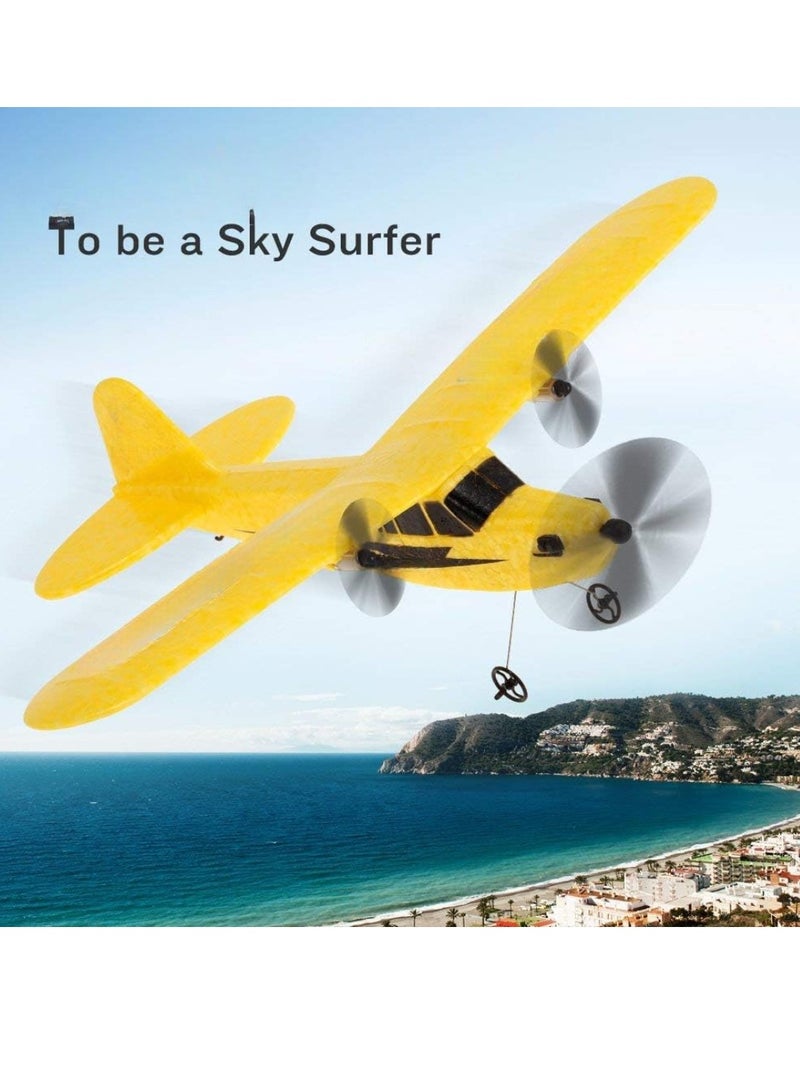 جلوسكي طائرة شراعية تعمل بالتحكم عن بعد، طائرة قوية بجناح ثابت، طائرة خفيفة الوزن وقابلة للحمل تعمل بالتحكم عن بعد، طائرة نموذجية عالية السرعة للأطفال والكبار، (قطعة واحدة، أصفر) - Image 3