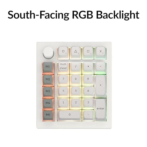 Keychron Q0 Max Wireless Custom Mechanical Numpad, 2.4 GHz/Bluetooth 5.1/Wired QMK Number Pad, RGB Hot-Swappable with Gateron Banana Switch for Laptop Mac Windows Linux - White - Image 4