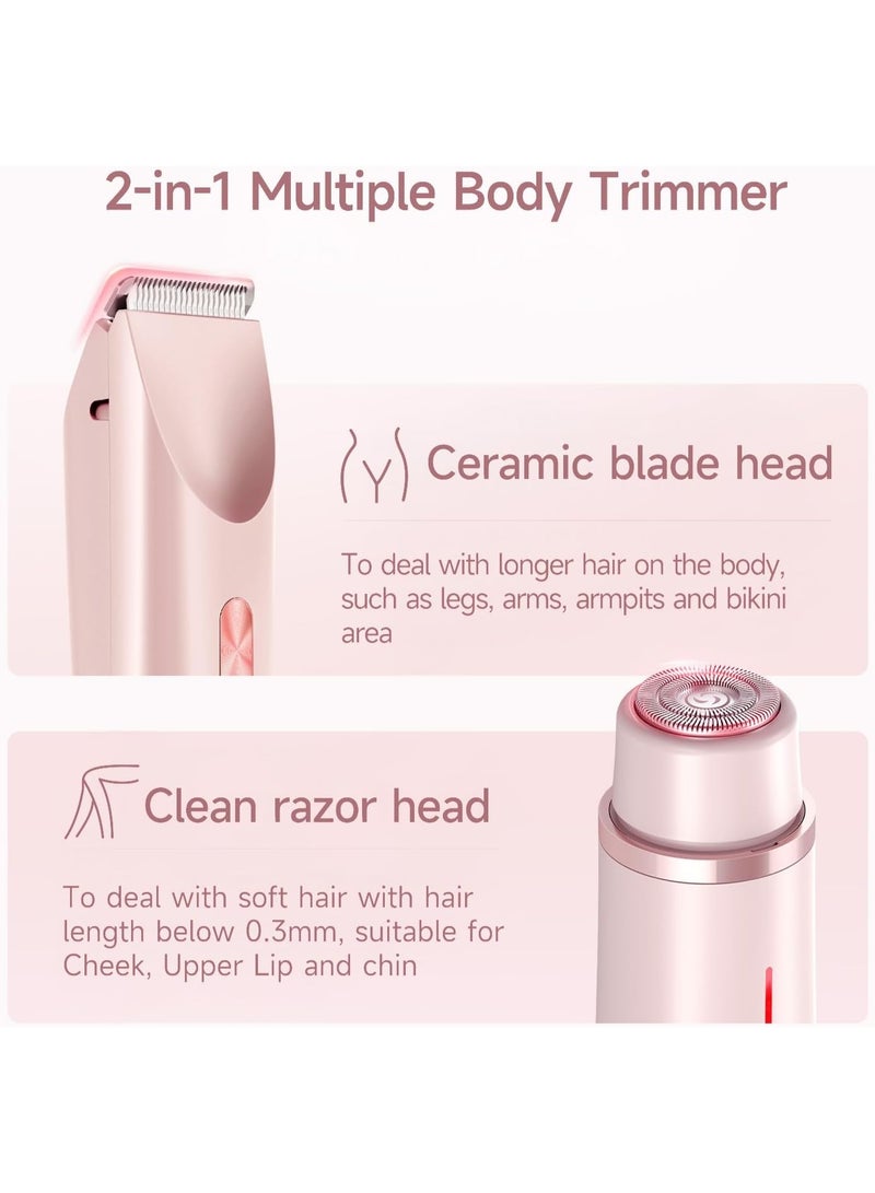 general Bikini Trimmer for Women Electric Razors for Women, Double Head Dual Purpose, IPX7 Waterproof Hair Razor, Ceramic Blade Hair Trimmer Wet & Dry Use,Womens Painless Electric Shaver for Facial and Body - Image 2
