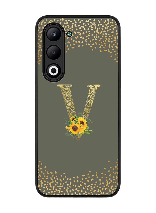 Stylizedd For Oppo A5 5G / A5 4G Case,Slim fit Camera Protection, Shockproof Thin Phone cover  - Custom Floral Monogram - V  (Olive Green )