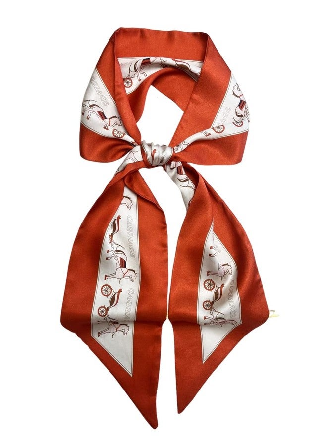 Julunar Hair Scarf for Women Silky Long Neck Head Scarves Purse Bag Scarfs for Handbag Satin Headscarf, 031.red Horse, Long - Image 1