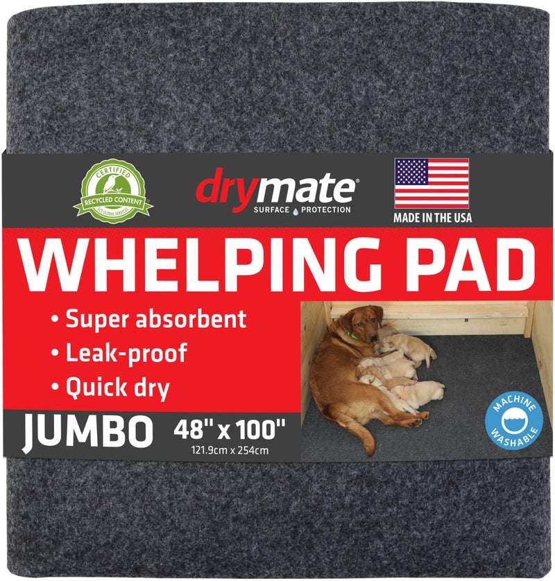 Drymate Jumbo Whelping Box Liner Mat Machine Washable Super Absorbent Waterproof Quick Dry SlipResistant Reusable Dog Puppy Pee Pads for Training Housebreaking Incontinence USA Made48x100