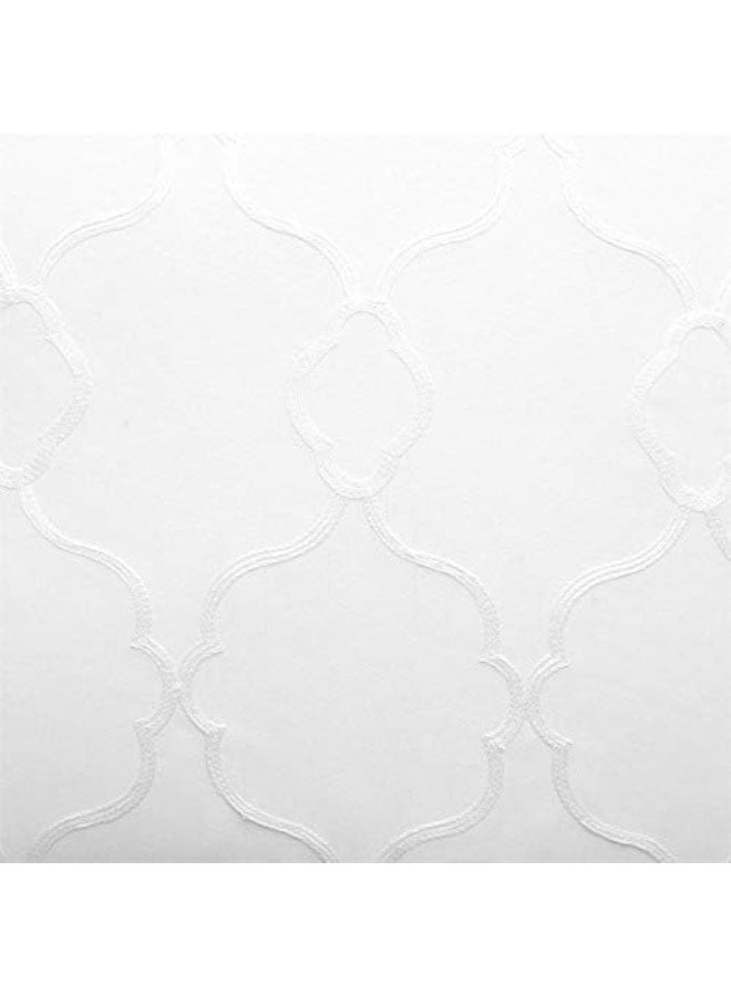 MIUCO Moroccan Embroidered Semi Sheer Curtains Faux Linen Grommet Window Curtains for Bedroom Living Room 84 Inches Long 2 Panels Pure White - Image 5